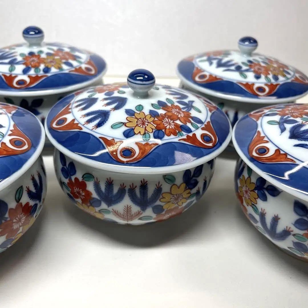 Amazon | 有田焼 館林陶宗窯 染錦桜紋 蓋付湯呑5客 | ノーブランド品